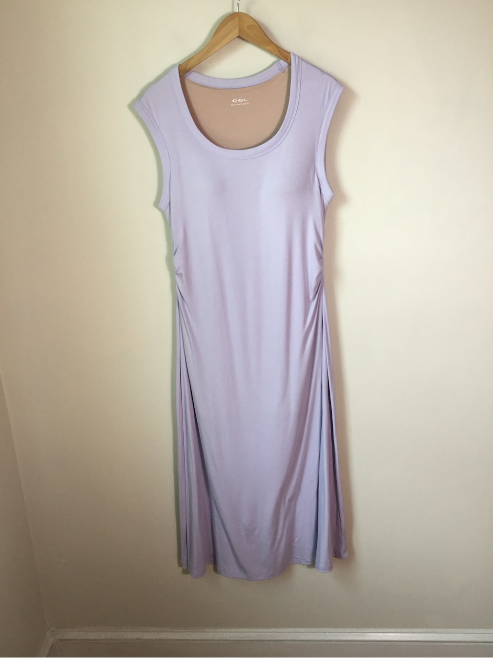 OGL Move Scoop Neck Ruched New Airy Bra MIDI Dress in Powder Lilac - Picture 4 of 7